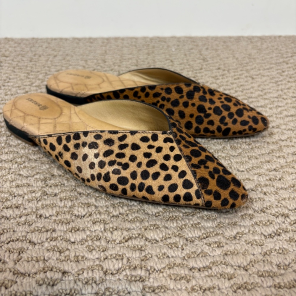 Birdies The Swan Mule Slides in Mini Cheetah Print Calf Hair - Size 7